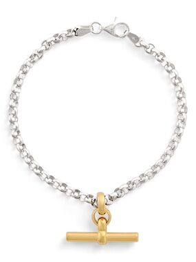 Harrods Tilly Sveaas Two-Tone Silver Chain Bracelet with Gold Toggle